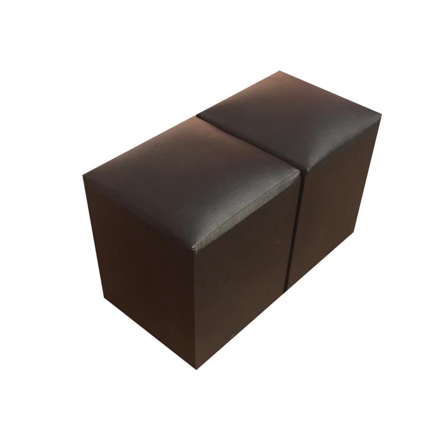 Kit Puff Simples Cubo Quadrado Corino Decoração Sala Quarto