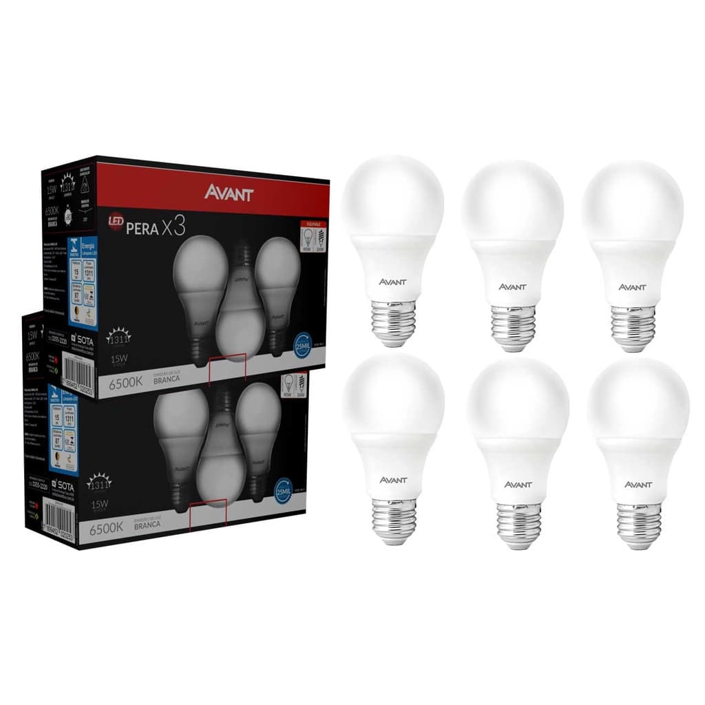 KIT 2 PACK PERA 15W 6500K ( 6 LAMPADAS ) ATACADO PREÇO PARA REVENDA