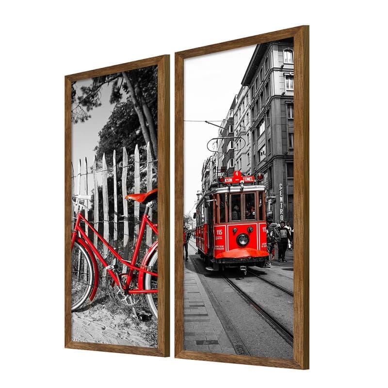 Dupla de Quadros para Decoração Moderno Paisagem Cidade Sala