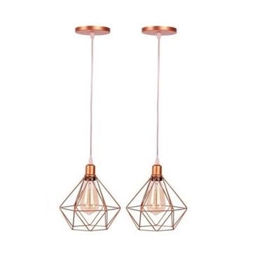 kit 2 Pendente Aramado Diamante Rose GOLD Cabo Cristal