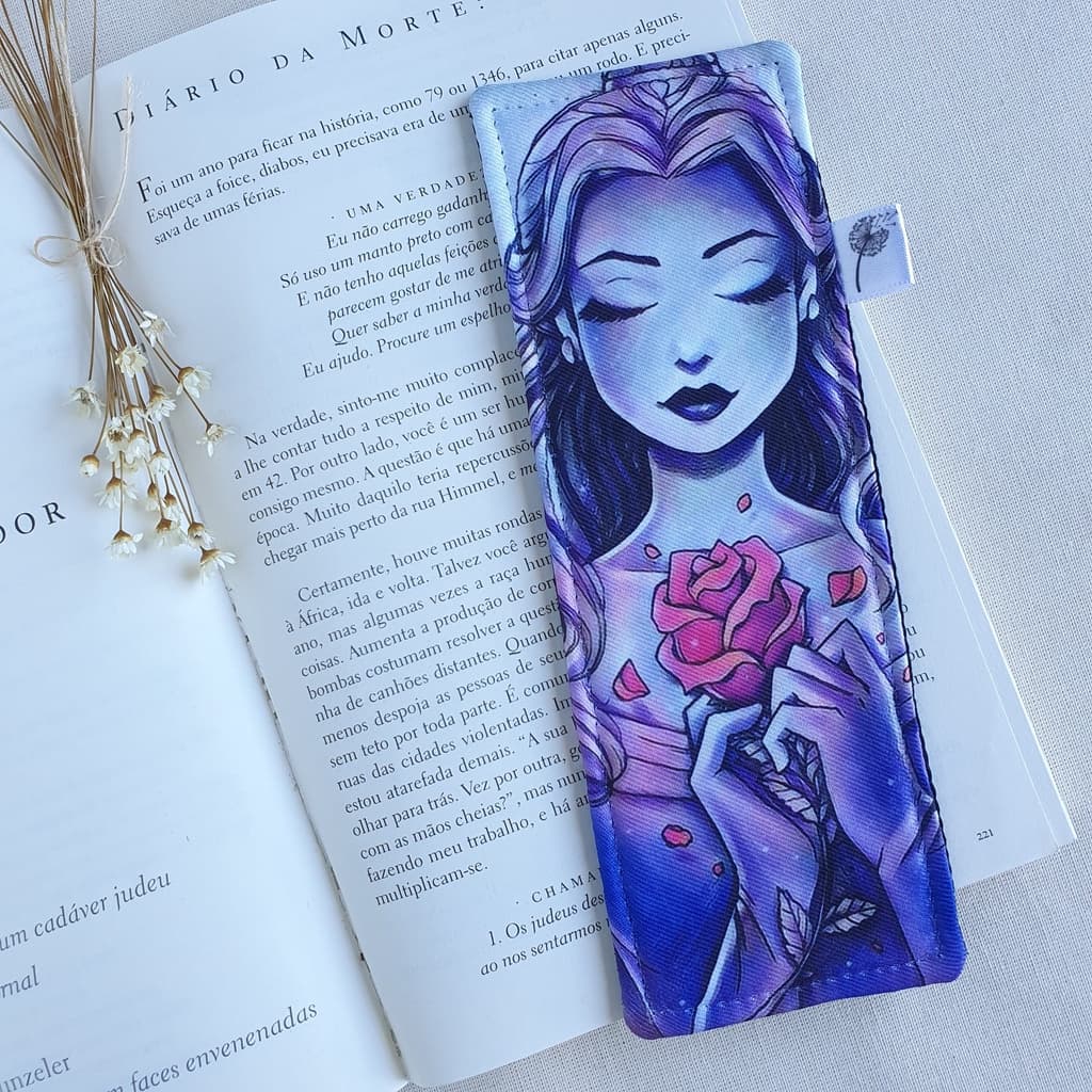 Marcador de Páginas Tecido para Livro Disney, Bíblia, Apostila, Agenda e Caderno,  A Bela e a Fera
