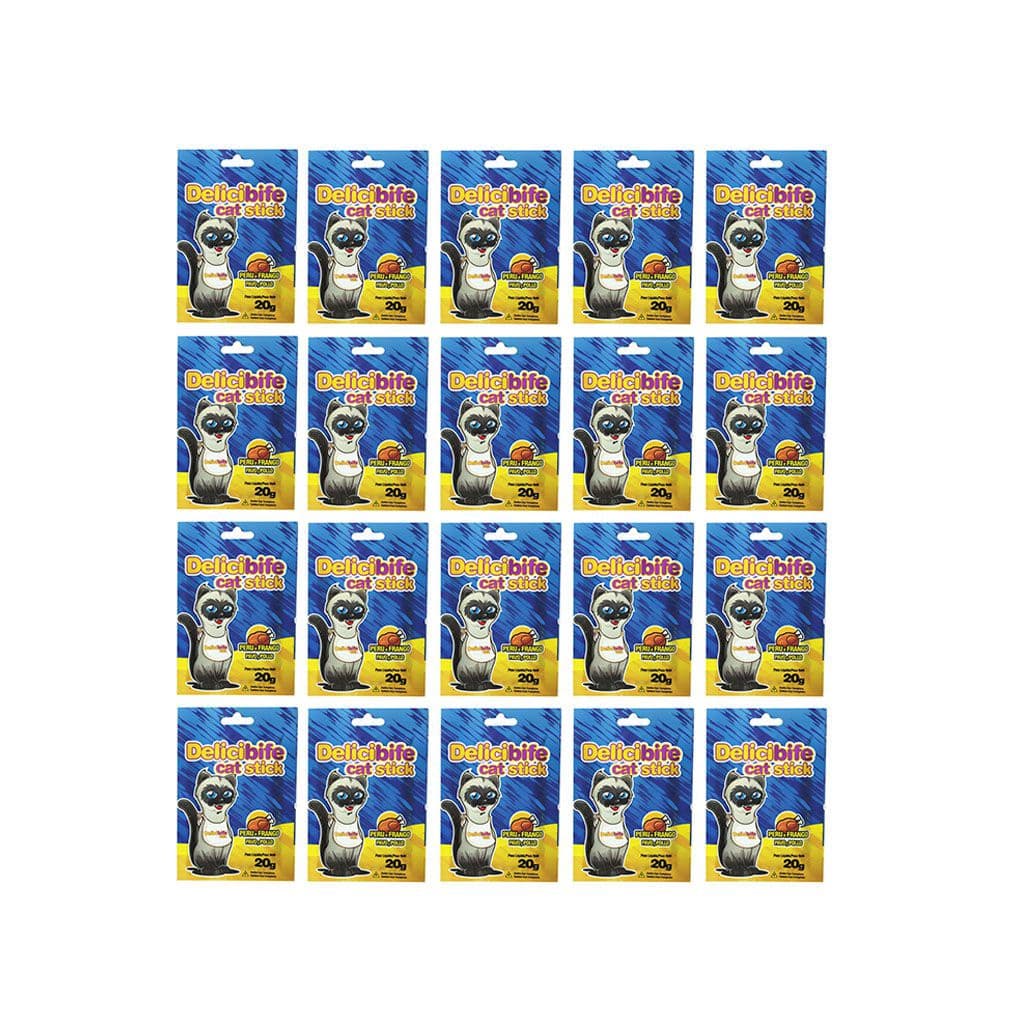Petisco para gatos Delicibife Palitinho Peru e Frango Gatos Adultos e Filhotes caixa 20un
