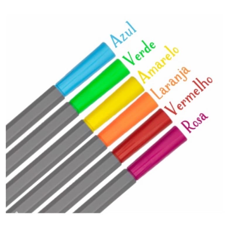 Canetinha Hidrográfica Fine Liner 0.4mm Cores Neon e Tradicional - BRW