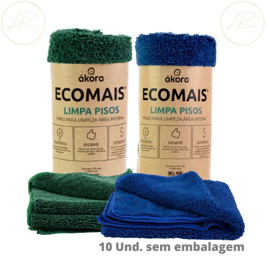 Kit 10 Panos de Limpeza Ecomais Limpa Lisos Pano De Chão Microfibra G Atacado Sem embalagem