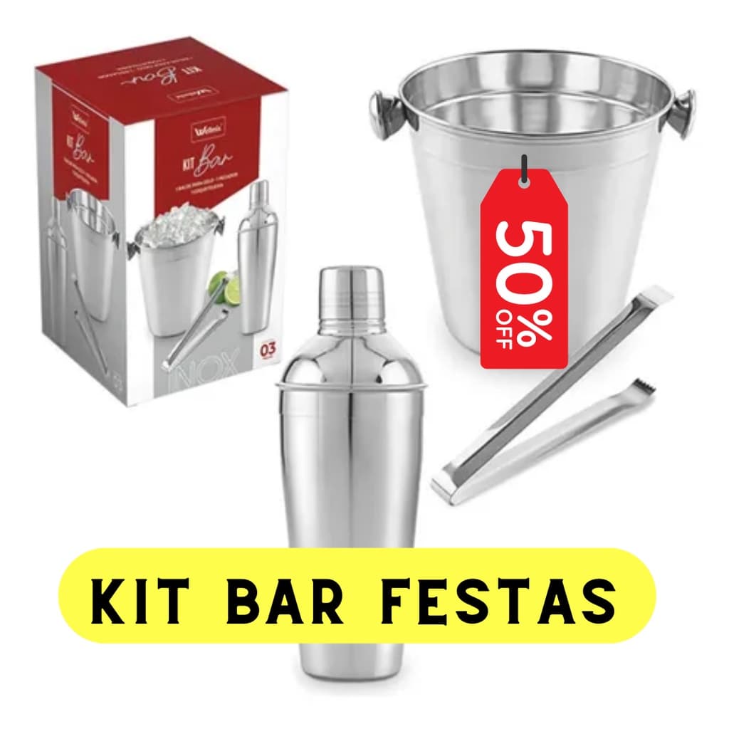 Kit Coqueteleira Com Pegador De Gelo e Balde Para Festas De Basladas Gasrçon Balde 800 ML