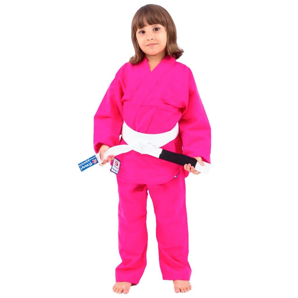 Kimono Jiu Jitsu Torah Kids Combate Pink Infantil Com Faixa
