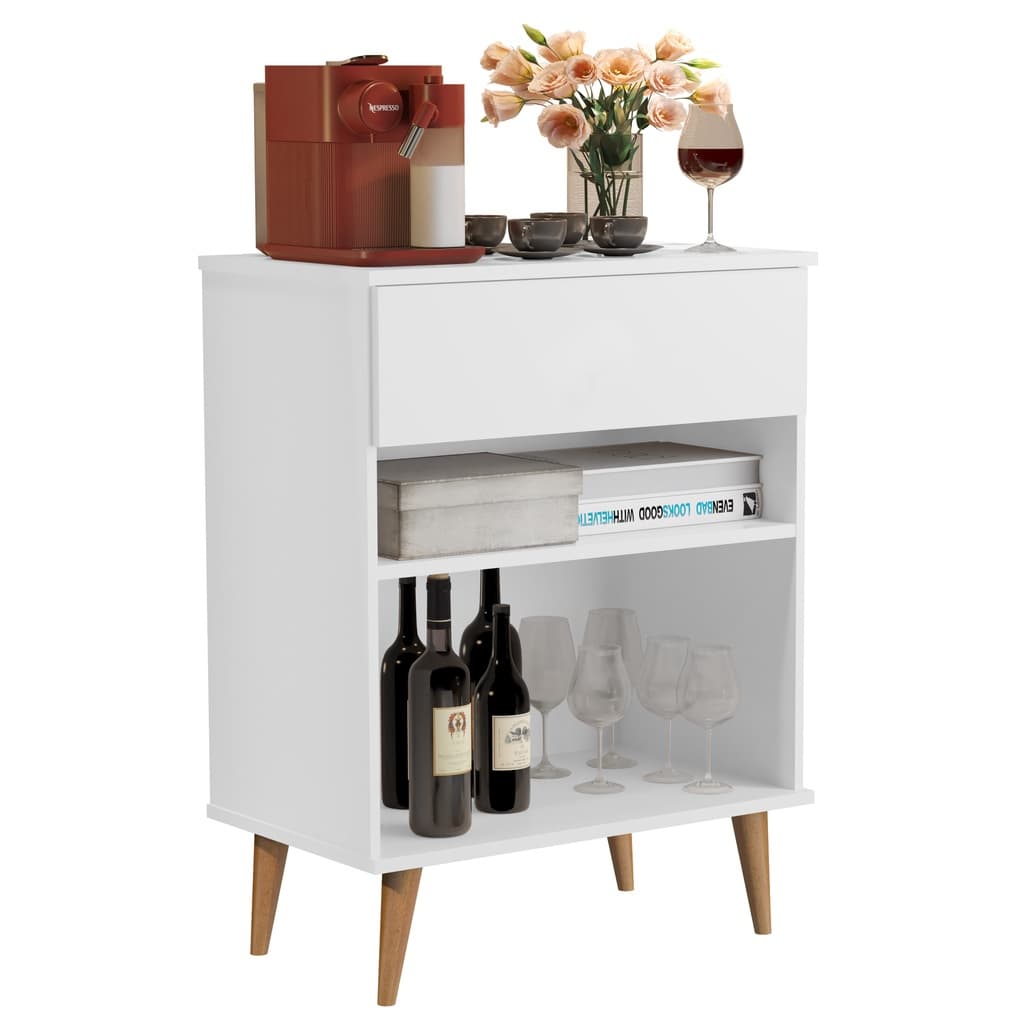 BUFFET BEATRIZ PÉS PALITOS GAVETA PRATELEIRA NICHO BRANCO