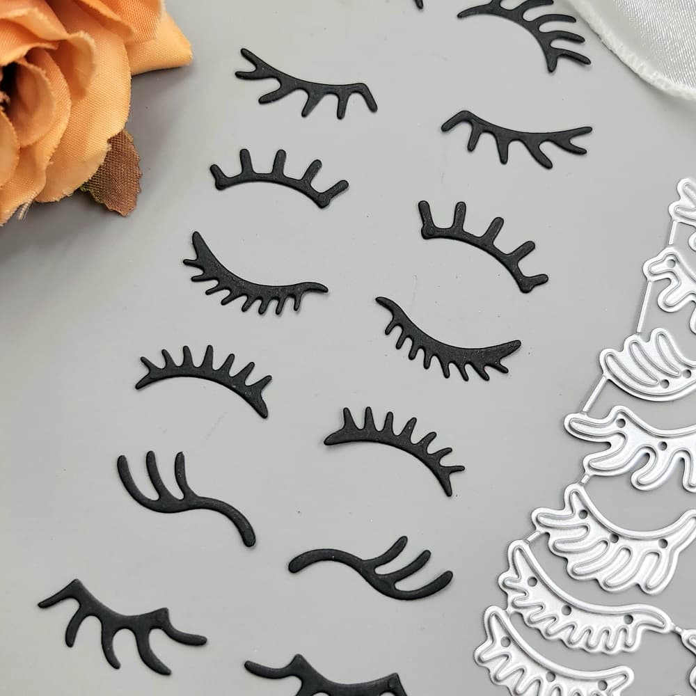 7 Pares De Cílios Corte De Metal Matrizes Papel Alto Relevo Stencil Scrapbooking Cartão De Boas Festas DIY Cortes Artesanais