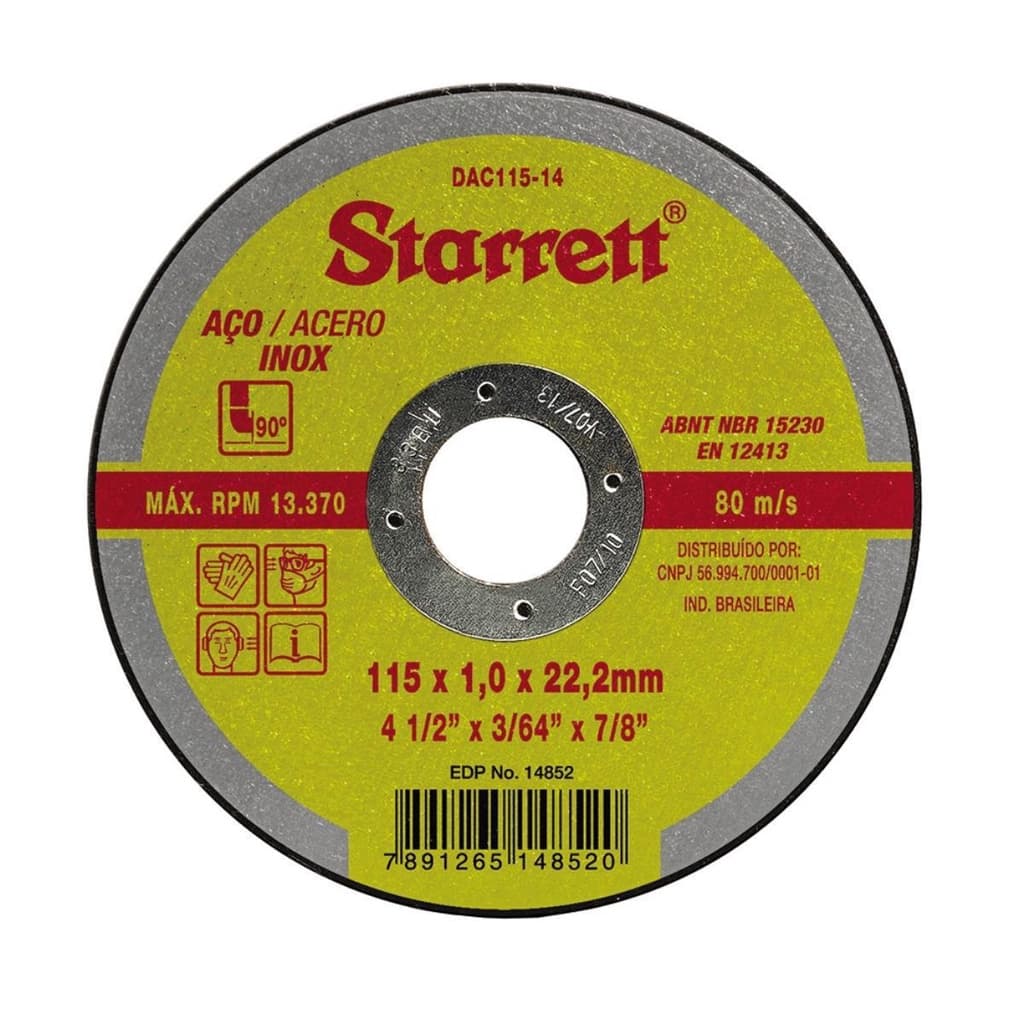 Disco Corte Starrett Inox 115mmx1.0mmx22.2mm