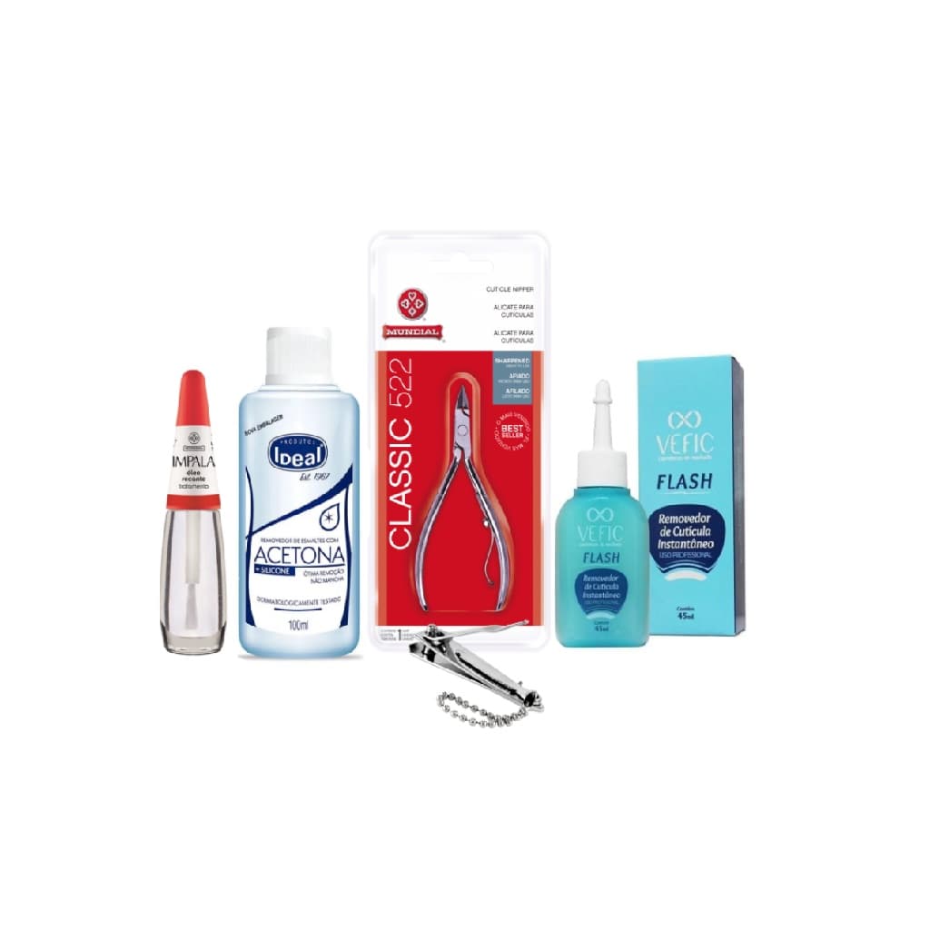Kit manicure Mundial Impala + Vefic flash+Acetona+Cortador