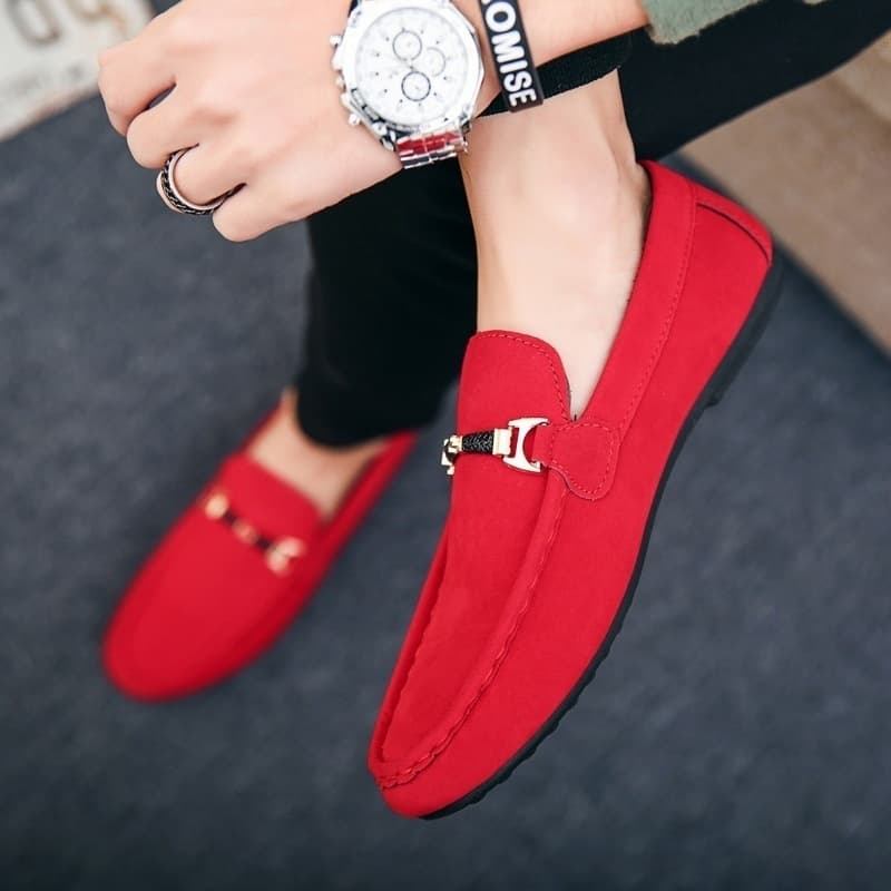 Mocassins Masculinos Cor Sólida Mais Sapatos Resistentes Ao Deslizante De Condução Casual Flats