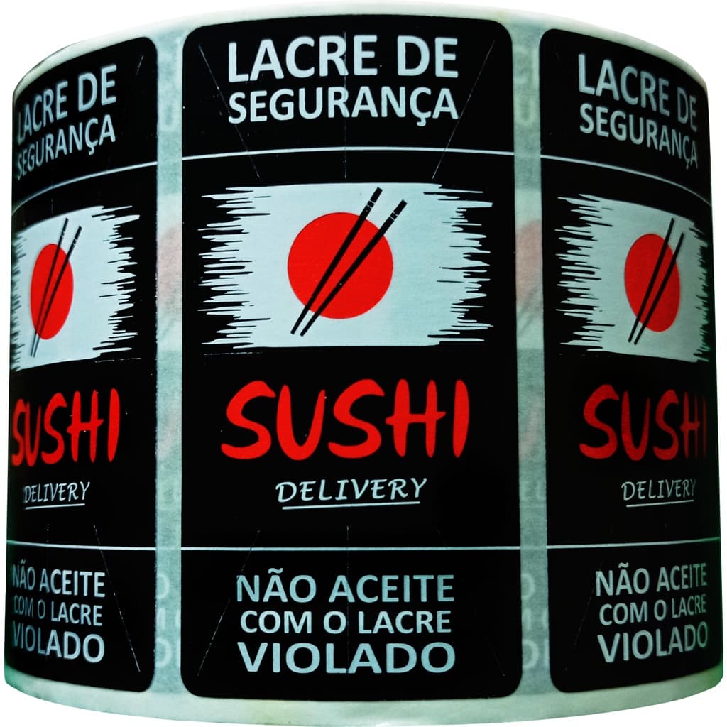 1000 Lacre de Segurança Delivery, Sushi - 6x3 cm Ifood, Rappi, Uber Eats e etc