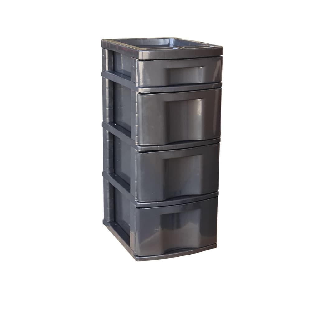 Gaveteiro Plástico Organizador 4 Gavetas Todo Preto Plástico COD.599
