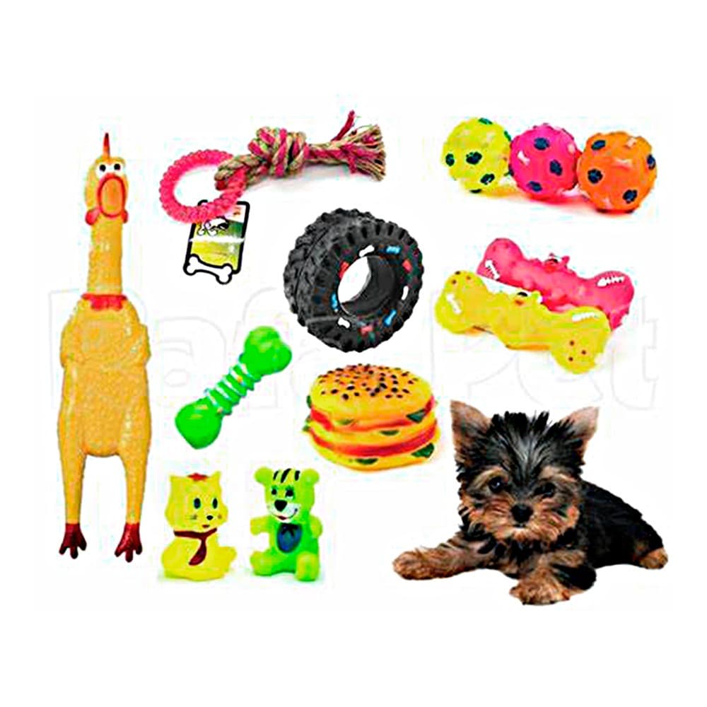 Kit Brinquedo Mordedor anti-stress Para Pet Cachorro 5 Unidades dog Filhote  Borracha Cachorro