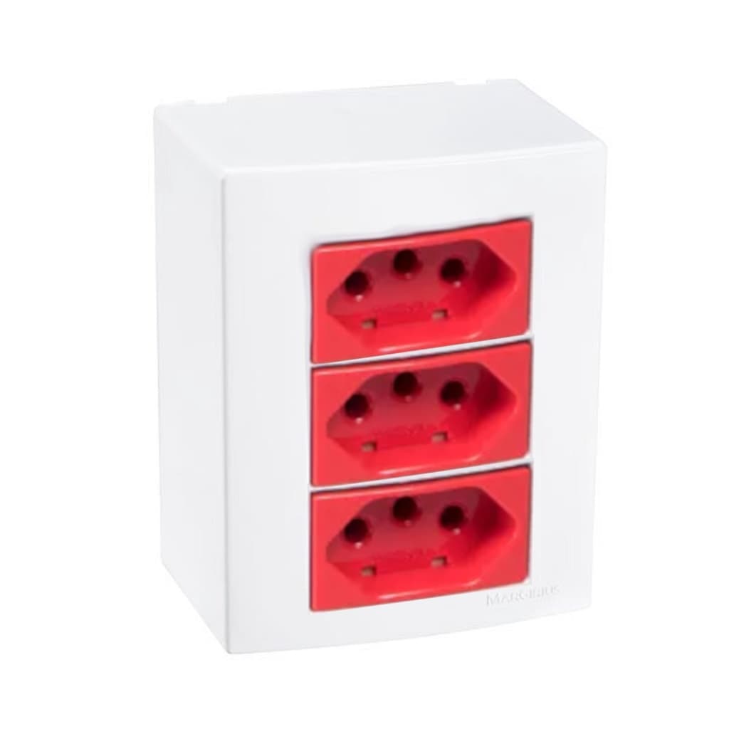 Tomada Sobrepor Externa Sistema X 3 Tomada 20a Bivolt Sleek
