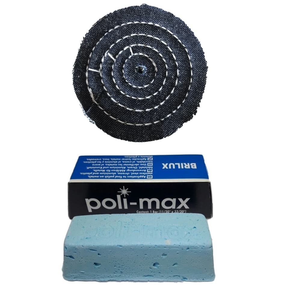 Pedra Azul Para Polimento Rodas Tanques + Boina De Jeans