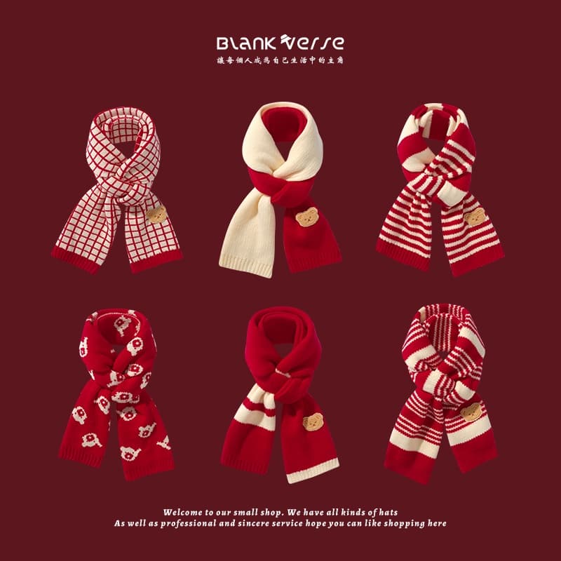 {Estoque pronto} Cachecol feminino inverno quente atmosfera de natal presente de ano novo vermelho High-End crianças urs