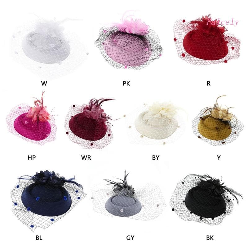 Acessórios Cabelo Falc Fashion Women Fascinator Coquetel Festa Chapéu Igreja Casamento Touca Veil Flower