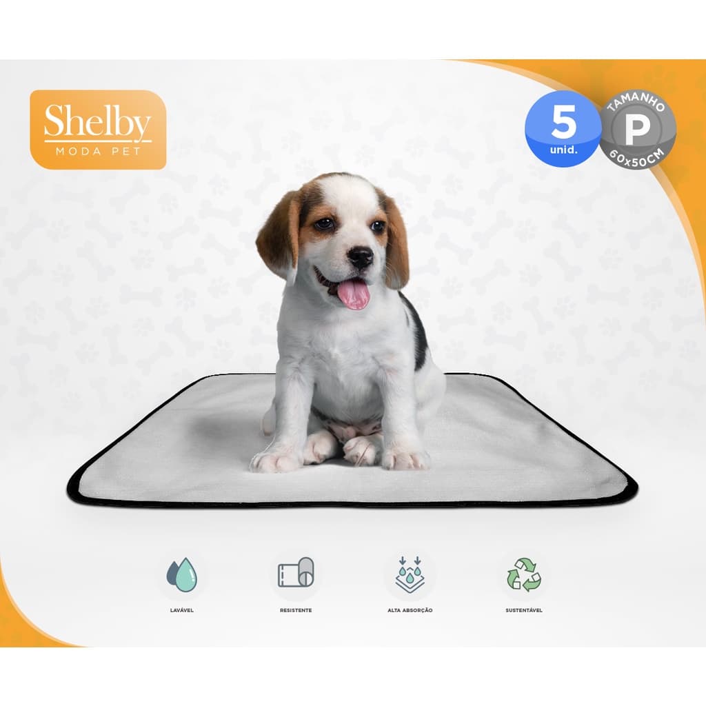 Kit 5 Tapetes Higiênicos Laváveis Cães Cachorro absorção, Tapete para Cães Liso Branco