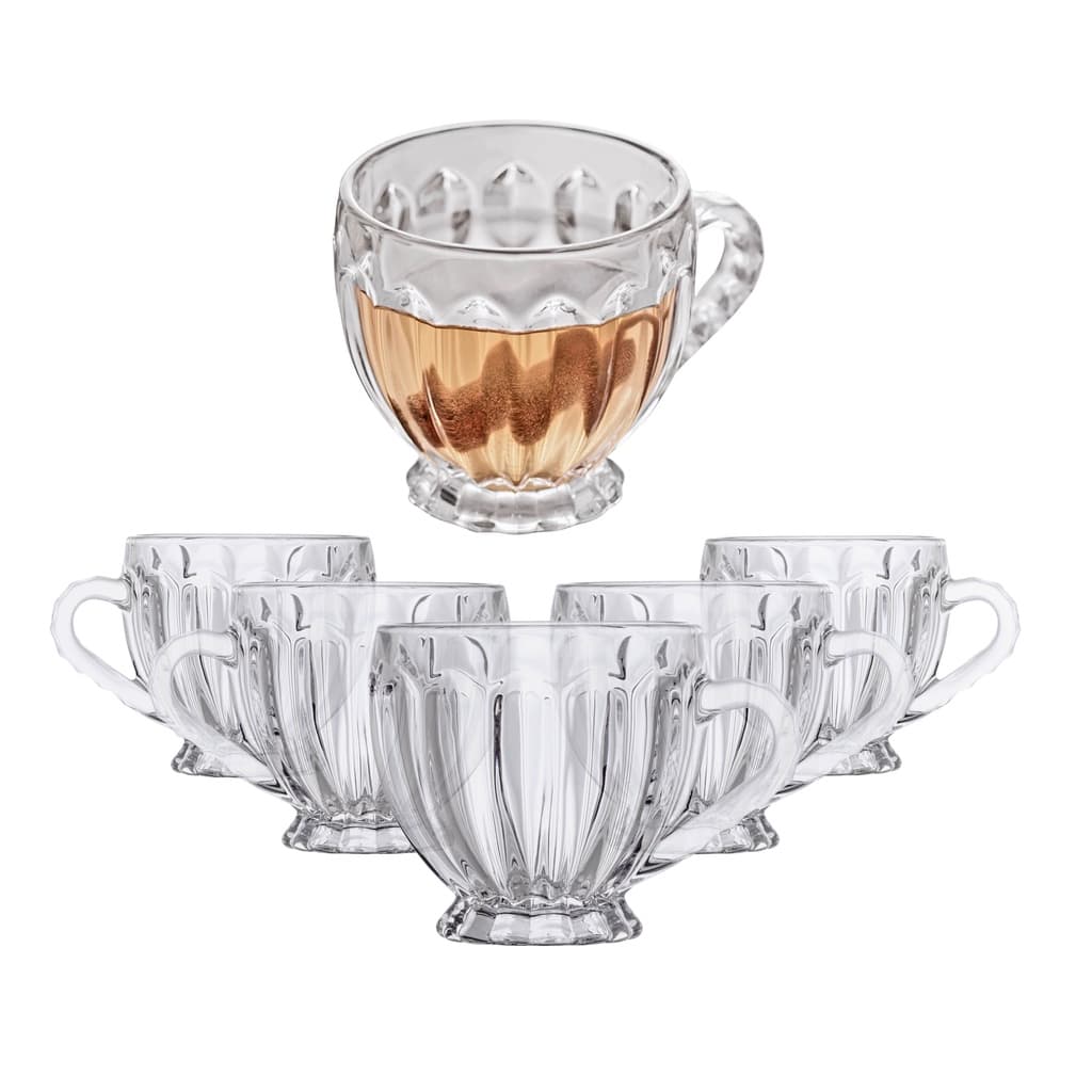 Jogo 6 Xicaras De Vidro Transparente Chá Café Melissa 200ml