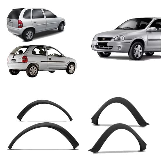 Kit 4 Molduras Dianteira e Traseira Corsa Hatch Super Wind 1994 1995 1996 1997 1998 1999 2000 2001 2002 Texturizada