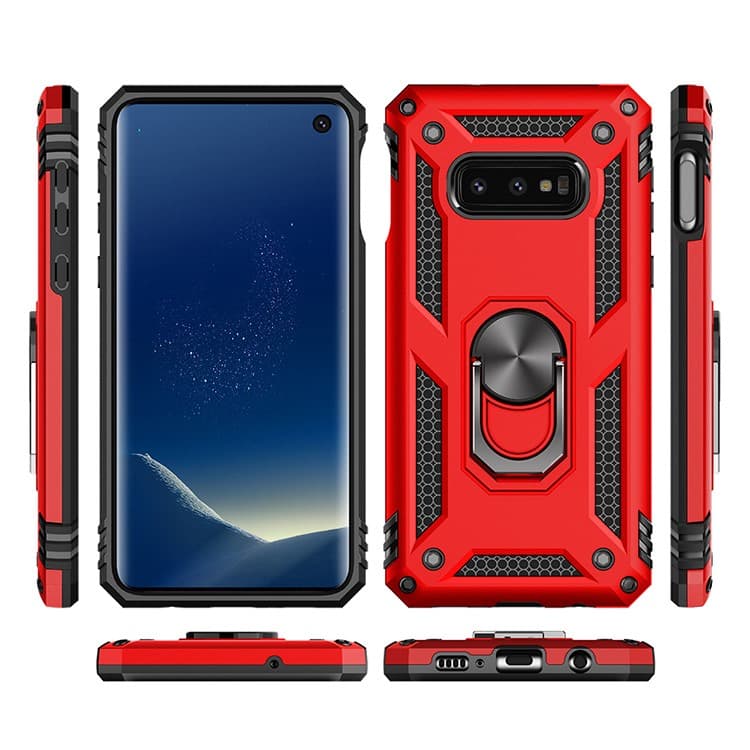Para Samsung Galaxy S10E Caixa telefônica, Anel rotativo 360, Caixa protetora de armadura resistente a choques, Suporte telefônico, Suporte telefônico para carro