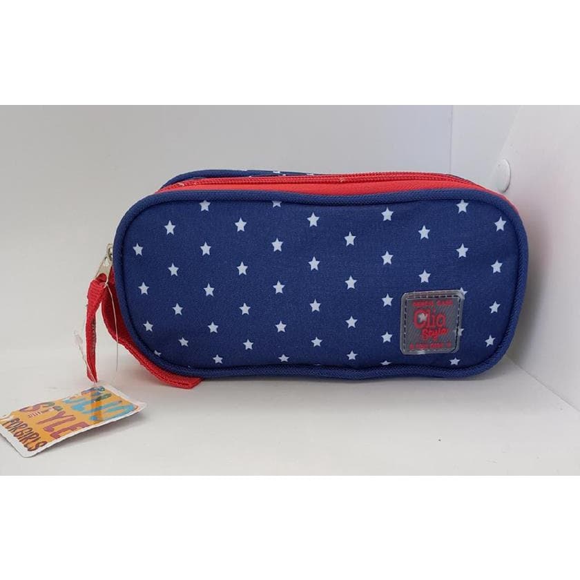 Estojo bolsinha de lapis escolar duplo Clio estrelinhas feminino