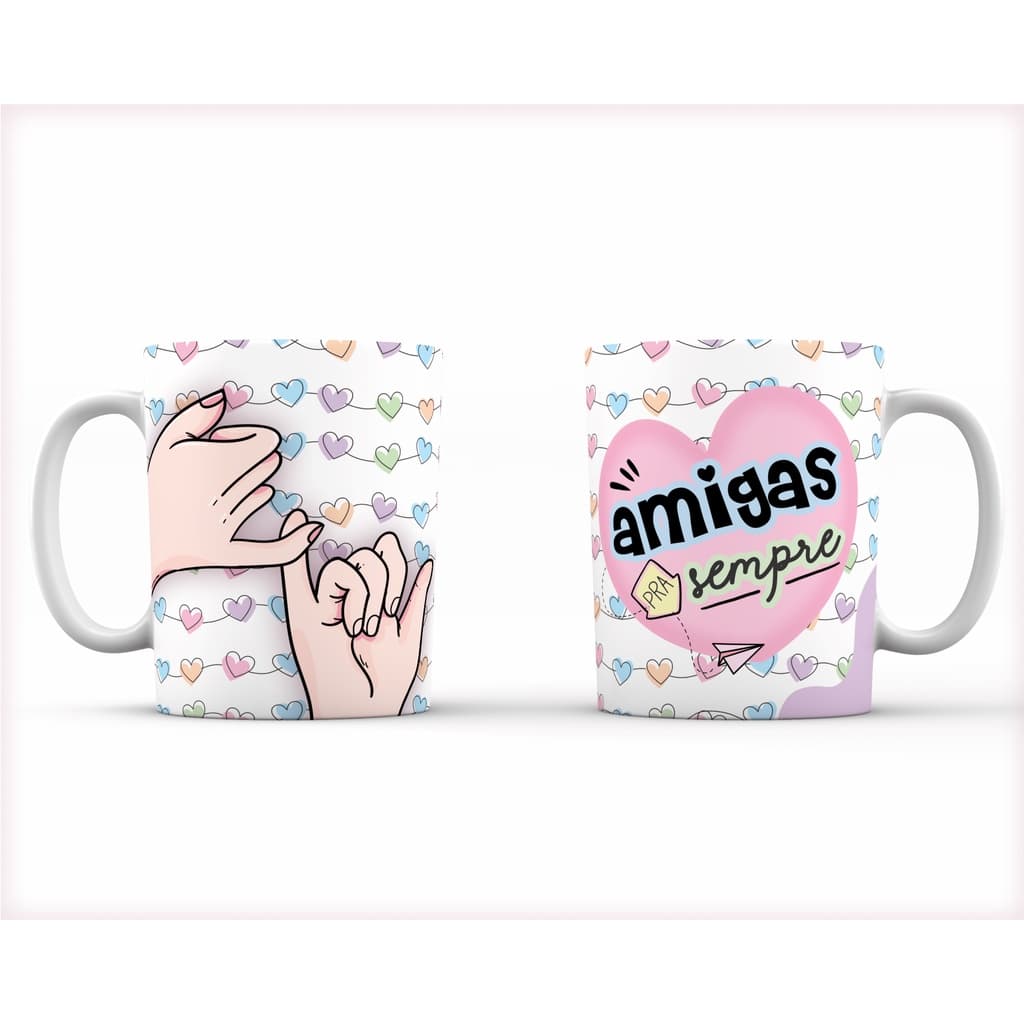 Caneca porcelana personalizada amigas para sempre