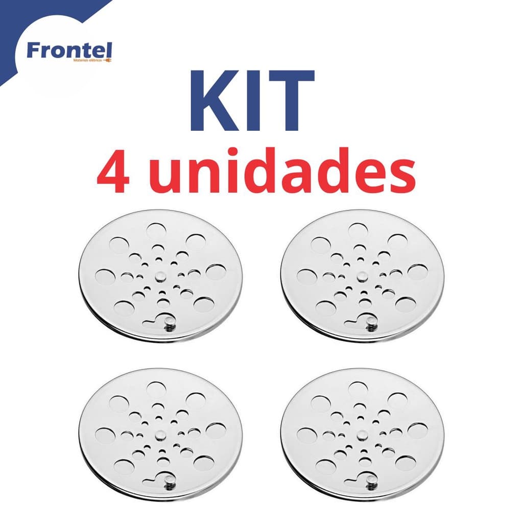 Kit com 4 Tampa Ralo Grelha INOX Redonda 15x15cm Inox Função Abre / Fecha Rotativo RedondO 150mm