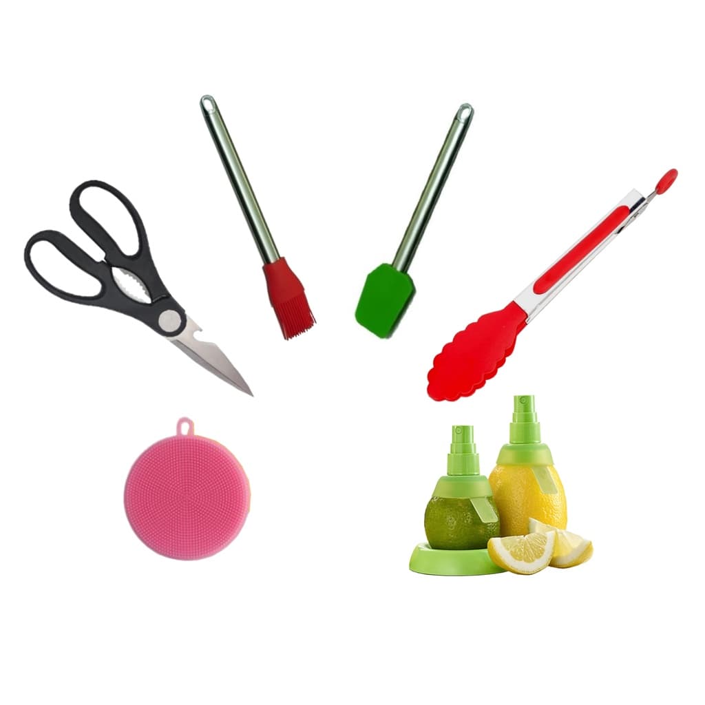 Kit 6 Utensílios de Cozinha Multiuso Cores Variadas