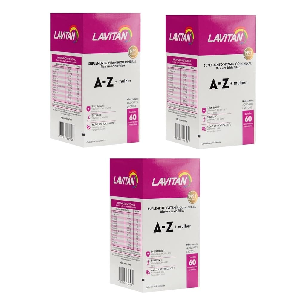 Kit 3x Lavitan A-z Mulher - Polivitamínico 60 Comprimidos