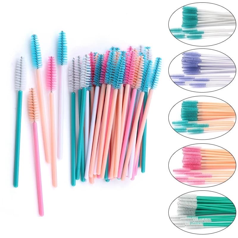 50pçs Pincéis De Maquiagem Descartáveis Escova De Sobrancelha De Cristal Diamante Rímel Aplicador De Varinha De Ferramenta De Extensão De Cílios