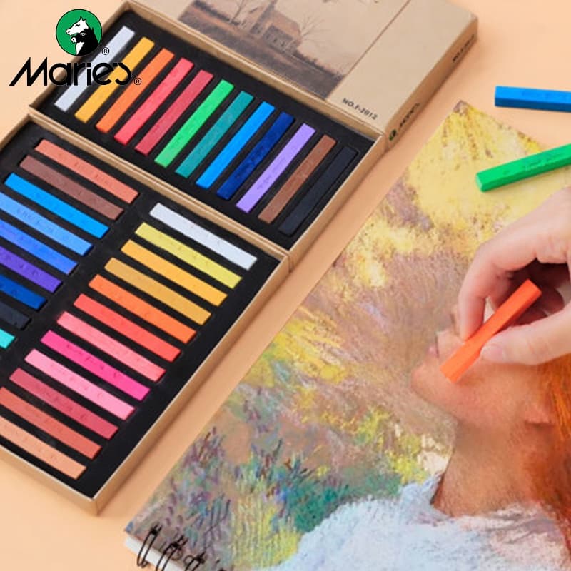 Marie's Dry Masters Pastel Stick Crayons 12/24/36/48 Cores Conjunto De Desenho Artístico Giz Cor Toner Crayon