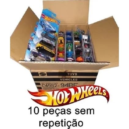 Carrinhos de Metal Hot Wheels Com 10 Carrinhos Sortidos Sem Repetidos Originais Mattel