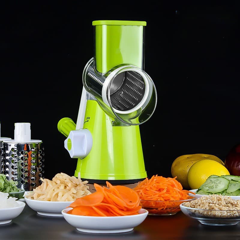 Cortador Ralador Fatiador De Legumes Giratório 3 Lâminas Queijo Cozinha Manual