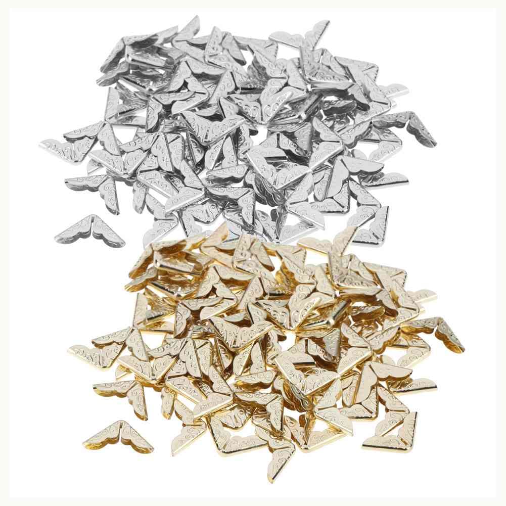 100pcs Álbuns De Raspagem De Toms Protetores De Canto Arquivo De Cartão Livro De Metal Menu