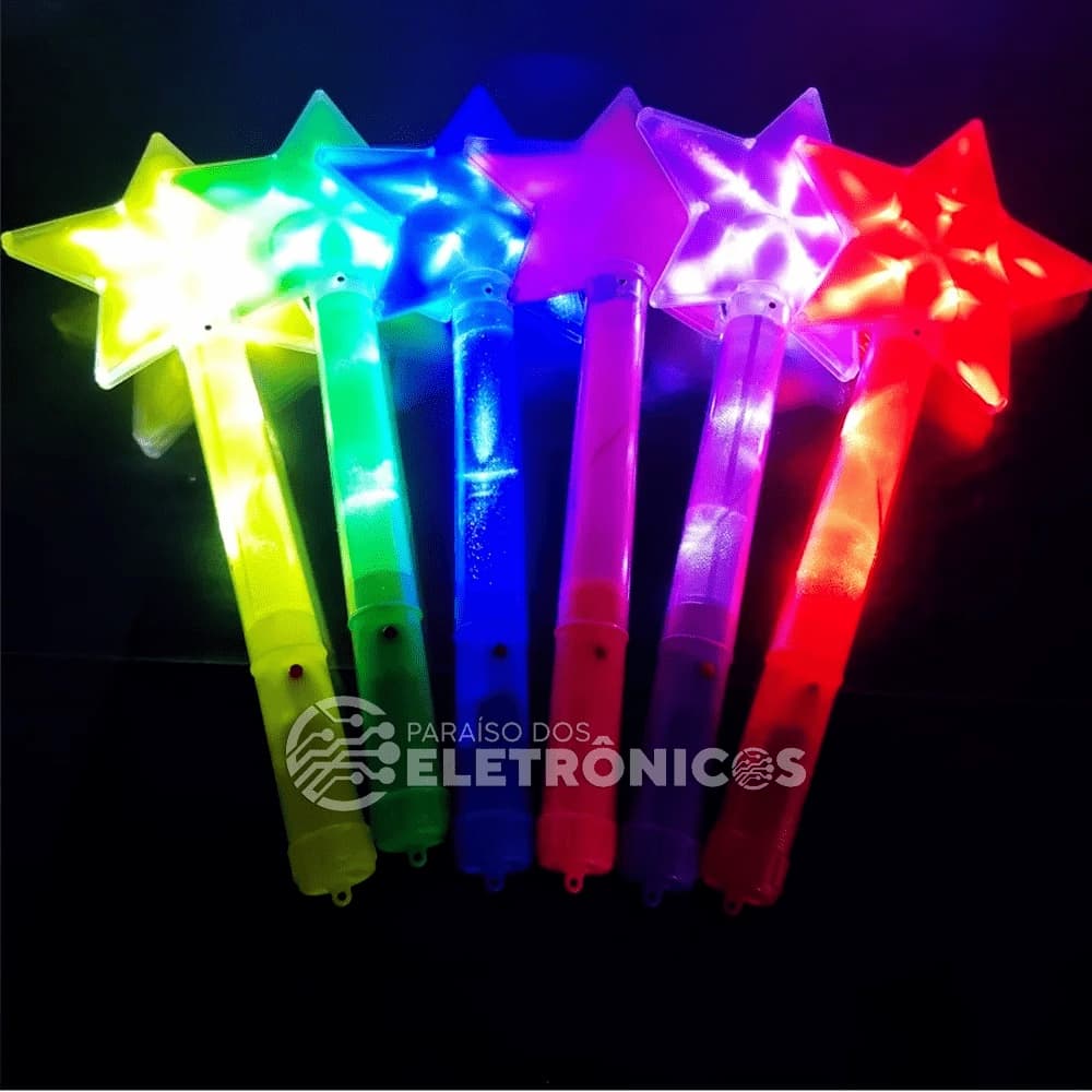 Bastão Varinha Mágica Estrela De Led Brilhante Iluminada OK008VM