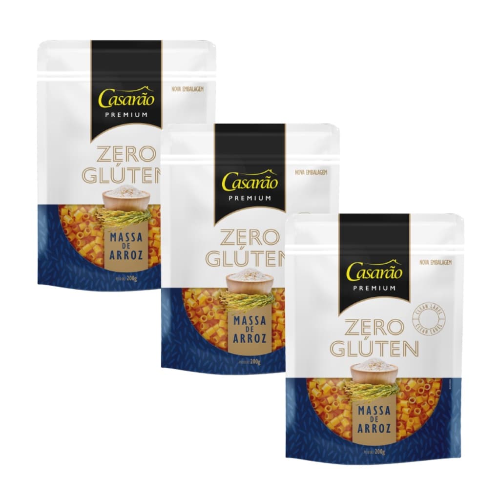 Kit 3 Pacotes de Macarrão Ave Maria Premium sem Glúten de 200g cada - Casarão