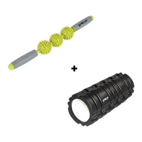 Kit Liberação Rolo Massagem Foam Roller Miofascial  + Bastão de Liberação