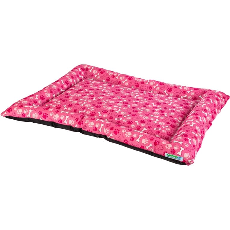 Cama colchonete conforto luxo com zipper, cor rosa com ossinho - Karppovet
