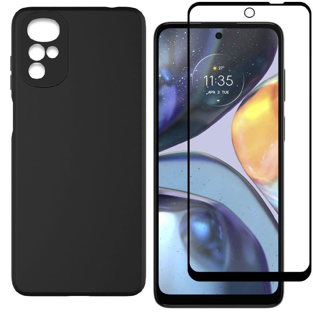 Capa Capinha Preta para Moto G22 + Película de Vidro 3D