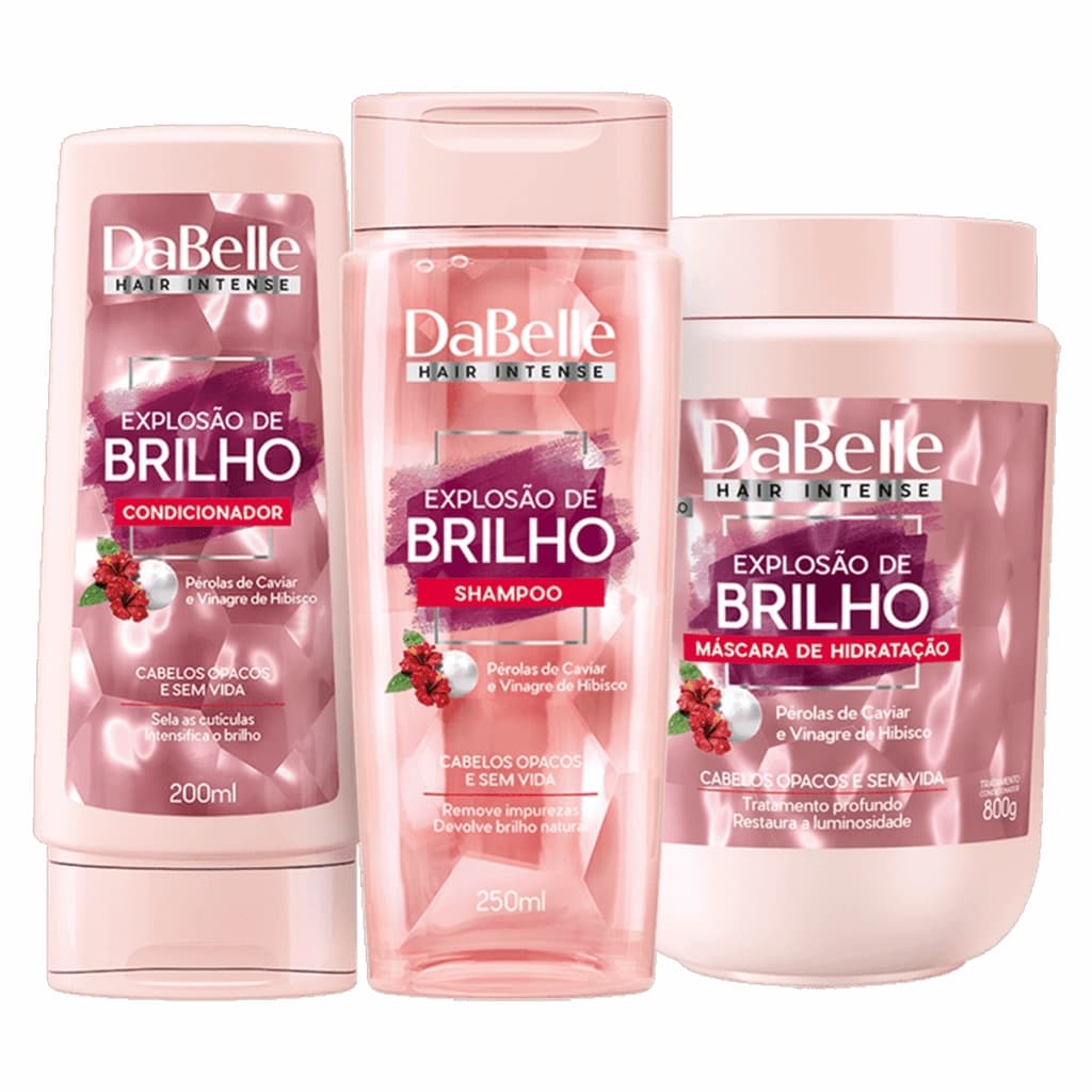Kit Dabelle Explosão de Brilho  (SH 250ml + COND 200ml + Másc 800g ) 3 itens