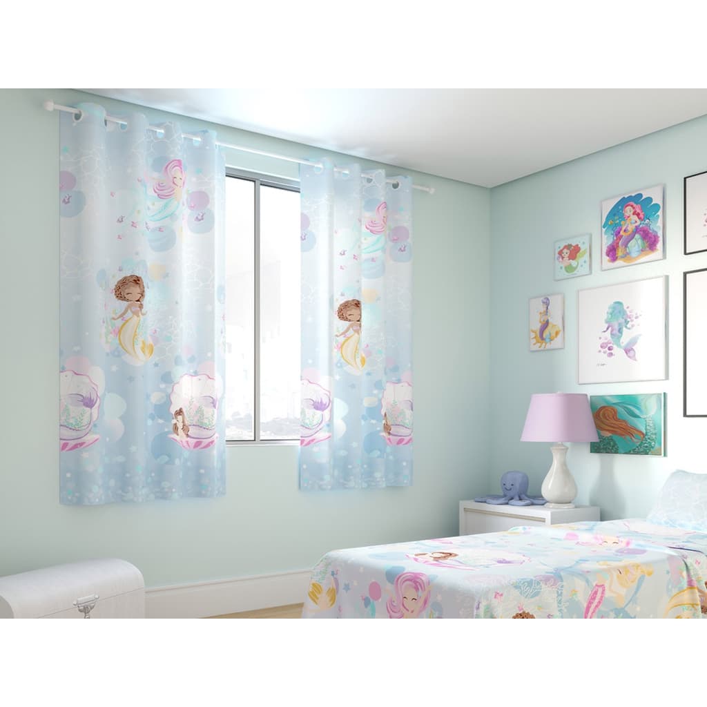Cortina Infantil Santista Estampada Basic 2,80m X 1,80m 16 Ilhóses Para Decoração