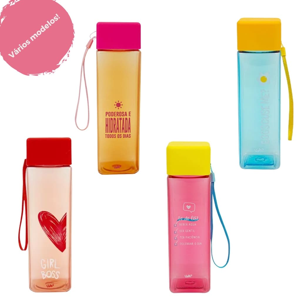 Garrafa Block Squeeze diversos modelos com caixa BPA Free