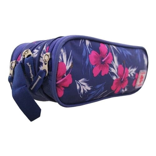 Estojo bolsinha de lapis Flores triplo Clio organizador de lapis canetas escolar