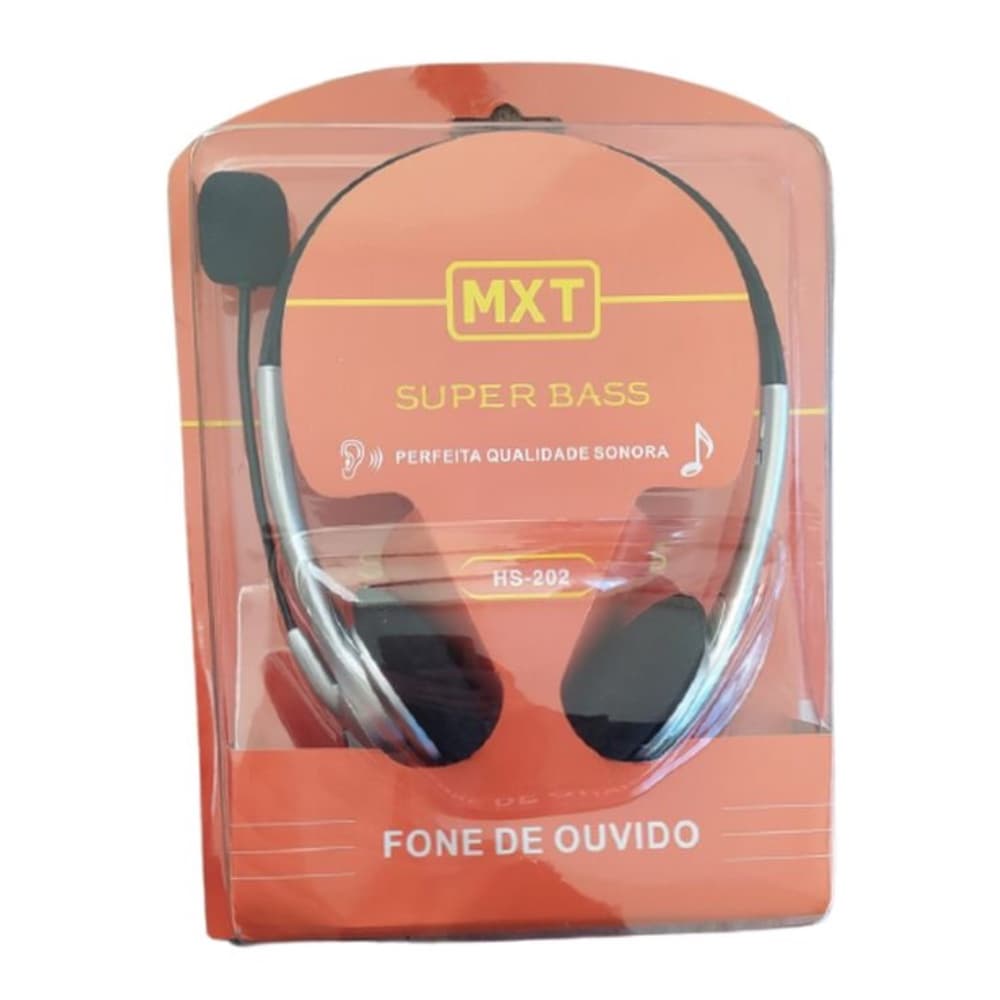 Fone de Ouvido Super Bass Headset com Microfone Standard Plug 3.5MM HS-202 MXT