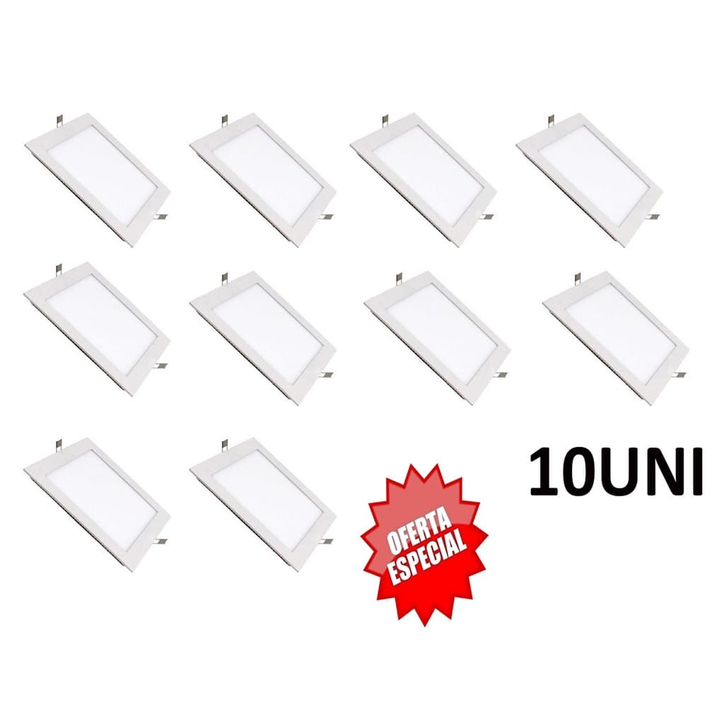 Kit 10 Plafon Embutir Quadrado Led 18w Painel Bivolt Qmc