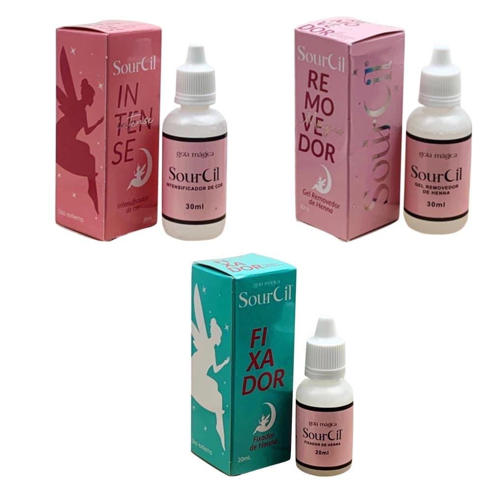 Kit Sobrancelha Intensificador De Cor + Removedor de Henna + Fixador de Renna Profissional Designers