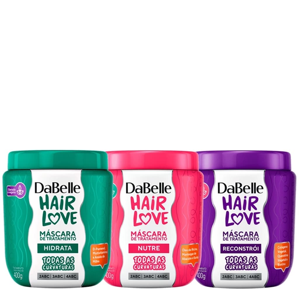 Kit DaBelle Hair Love 3 Máscaras Todas as Curvaturas (400g)