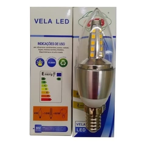 LAMPADA VELA LED 4W 4C-E27 QUENTE OU FRIO 3000K 6000K,  Esta lâmpada dará vida aos seus espaços para que você possa aproveitá-los ao máximo tem alta durabilidade